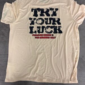 UjENA Cream Graphic Tee with Black and Red Text